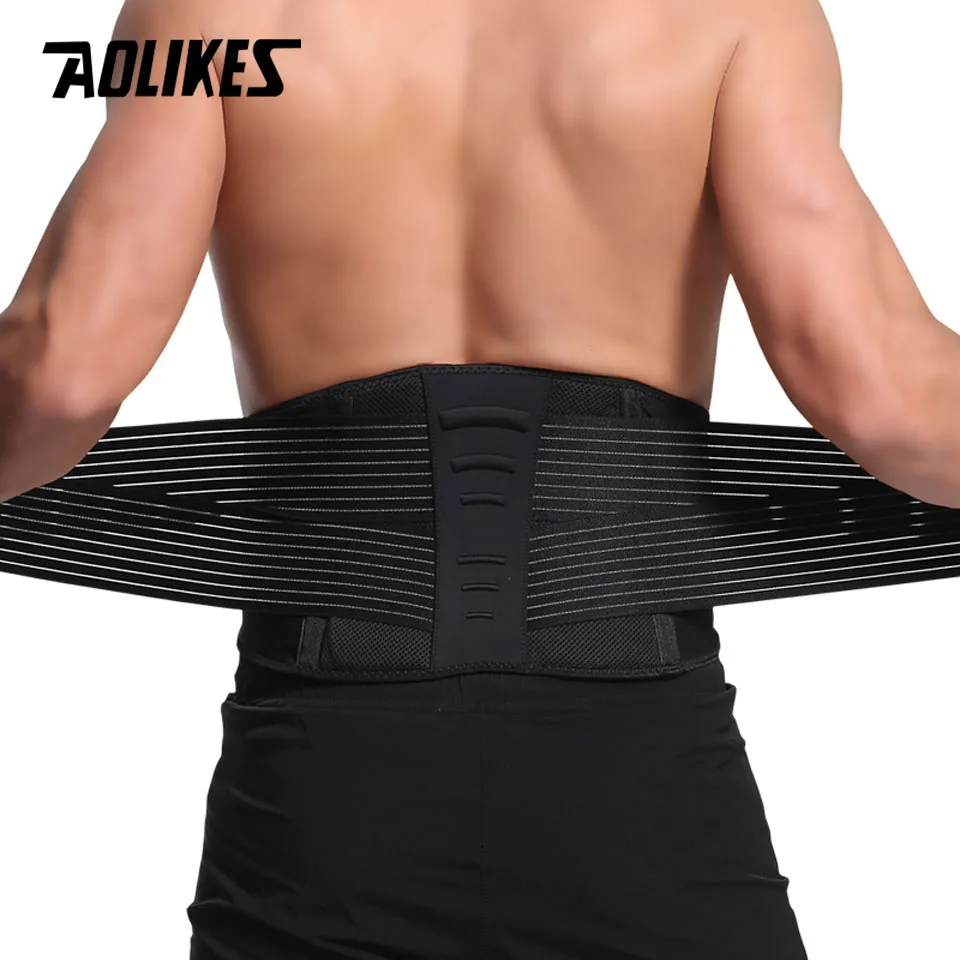 AOLIKES Lumbar Support Waist Back Strap Compression Springs Supporting For Men Women Bodybuilding Gym Fitness Belt Sport Girdles