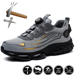Indestructible Protective Shoes Rotating Button Safety Shoes Men Anti-smash Anti-puncture Work Shoes Fashion Men Safety Boots 