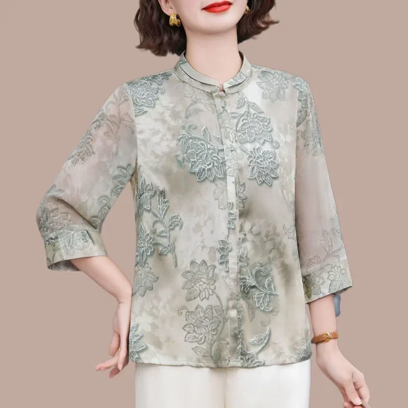 Wear Ethnic Style Fashionable Sweatshirts National Cheongsam Women's Base Shirt for Women in Winter Loose Middle-aged Mothers
