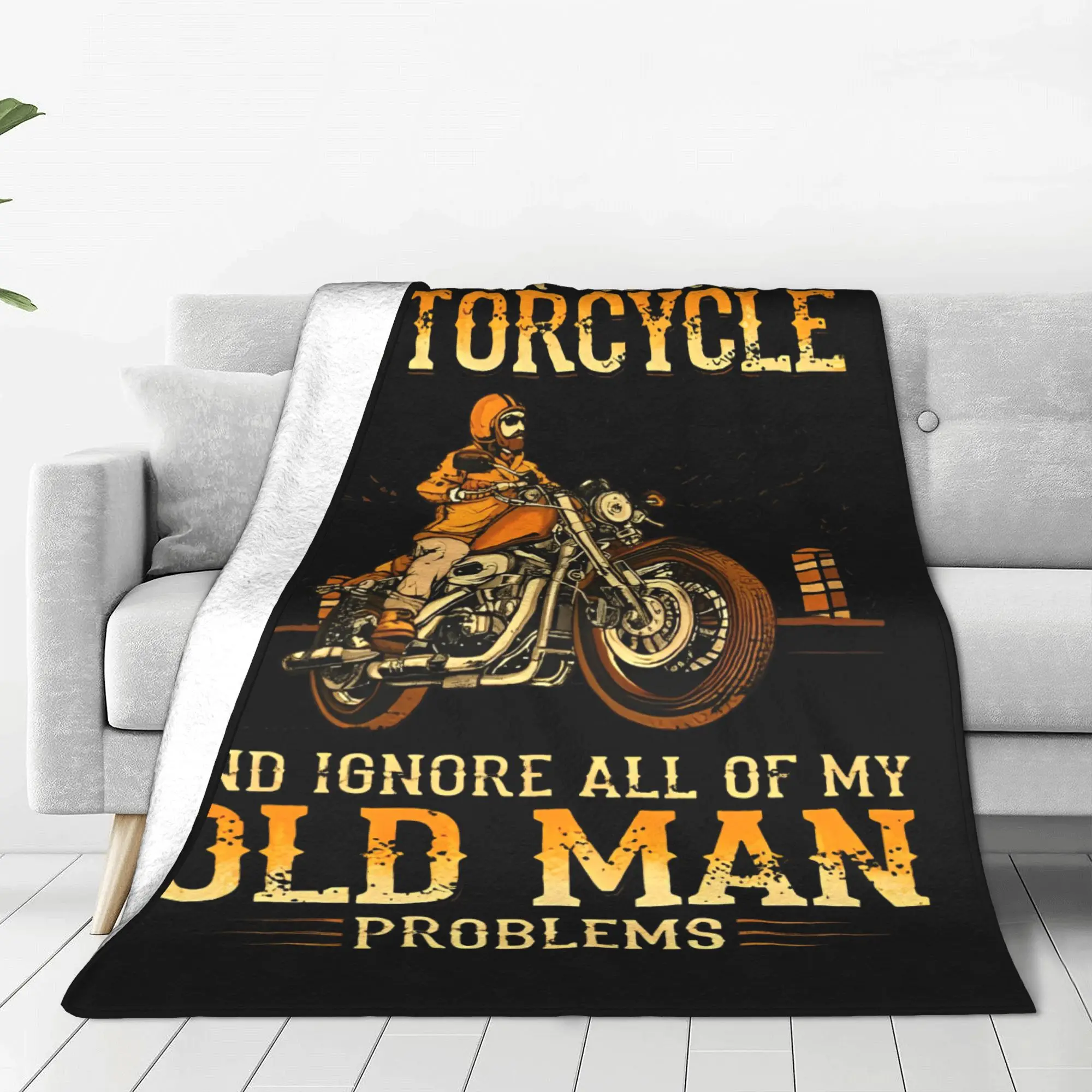 I Want To Ride A Motorcycle Blanket Multi-size Super Soft Old Man Like Riding Motor Throw Blankets for Sofa