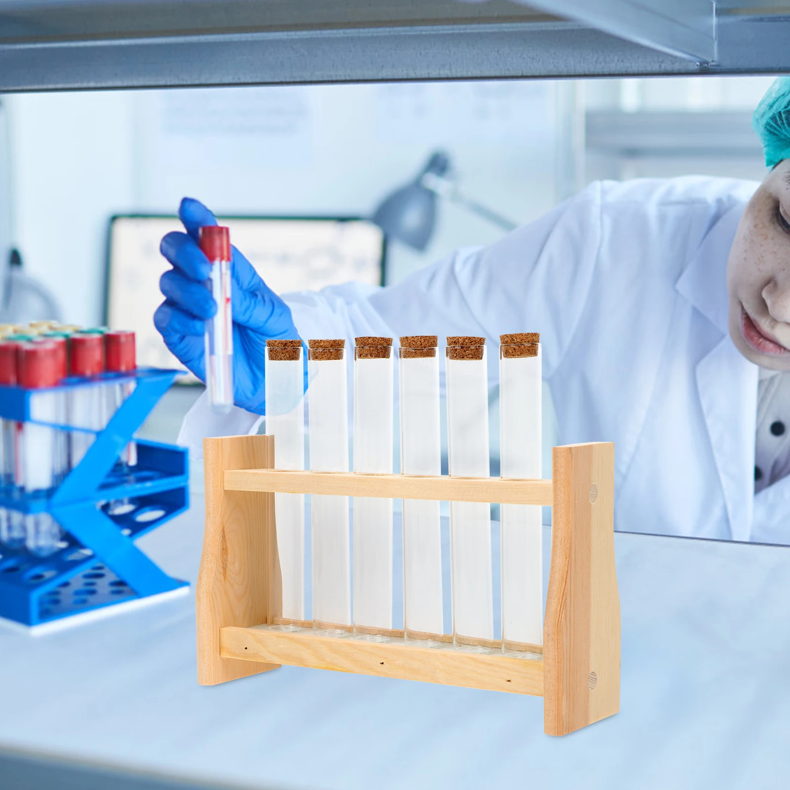 

Test Tube Rack Wooden Storage Essential Oil Perfume Tubes Laboratory Holder Stand Display Shelf School Lab Use Vial Glass Stable