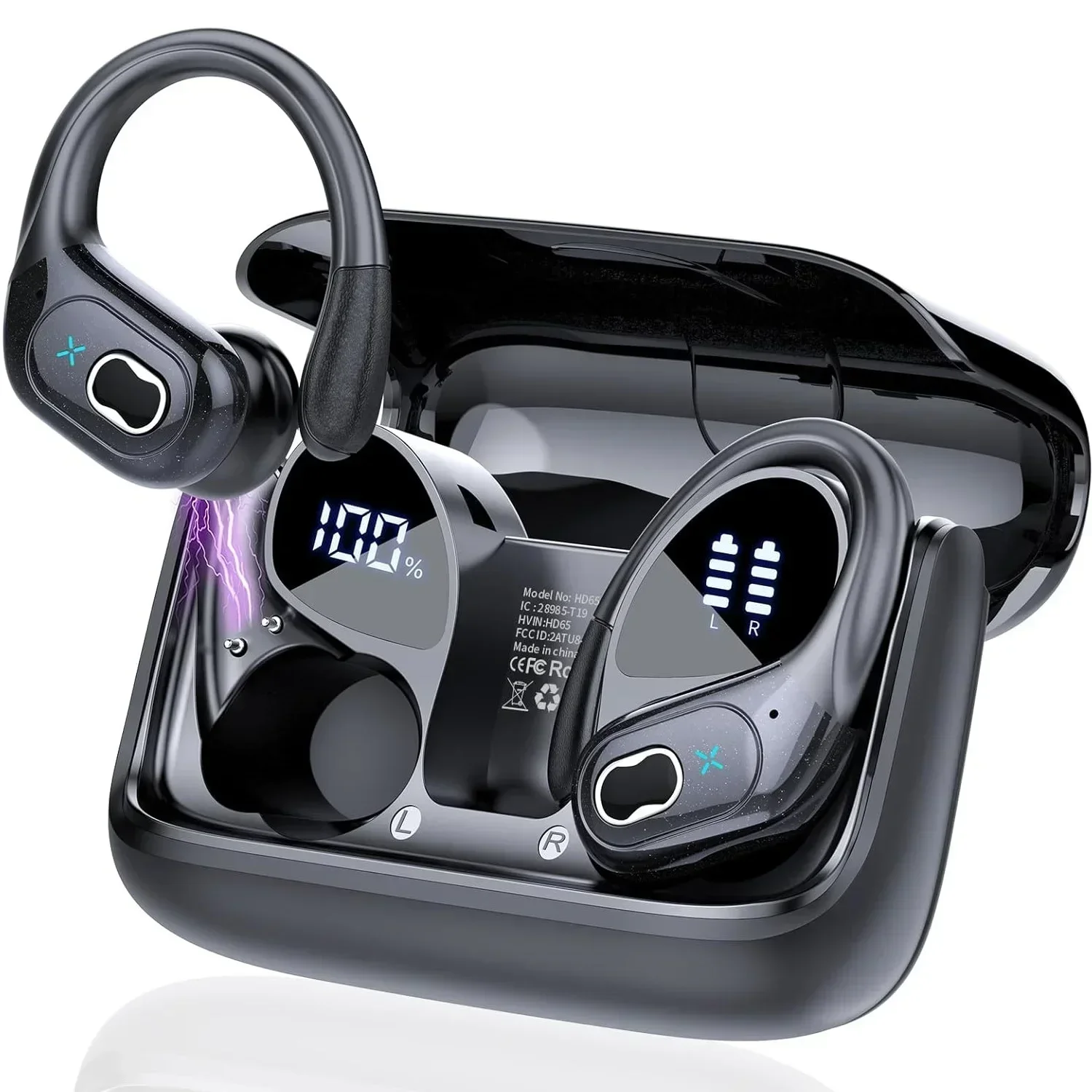 

НОВЫЕ беспроводные наушники HD65 TWS, Bluetooth 5,4, настоящие беспроводные наушники, спортивная игровая гарнитура с микрофоном EMC для тренировок/бега/тренажерного зала