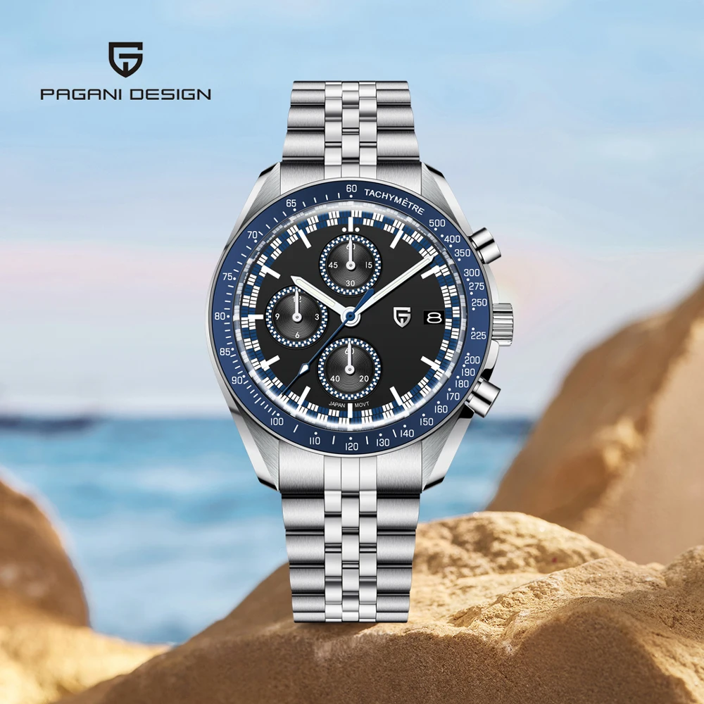 

Новинка 2025, мужские кварцевые часы PAGANI DESIGN, лучшие роскошные часы для мужчин, скоростные спортивные наручные часы с хронографом, AR, сапфировые светящиеся