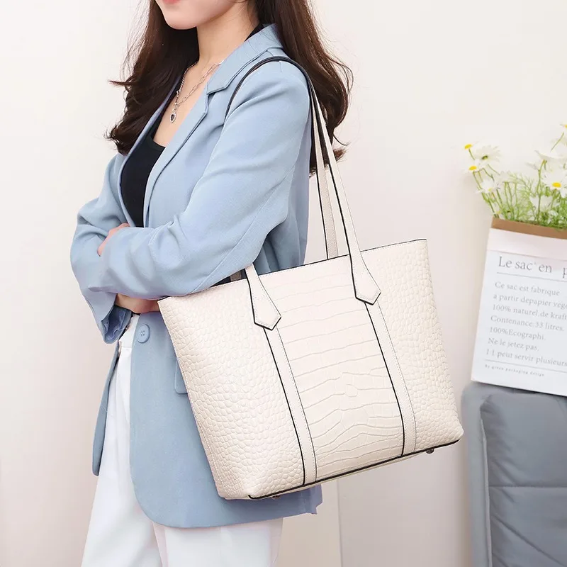 

Nesitu High Quality A4 White Black Blue Grey Top Grain Genuine Leather Women Handbag Shoulder Bag Female Shopping Totes M5588