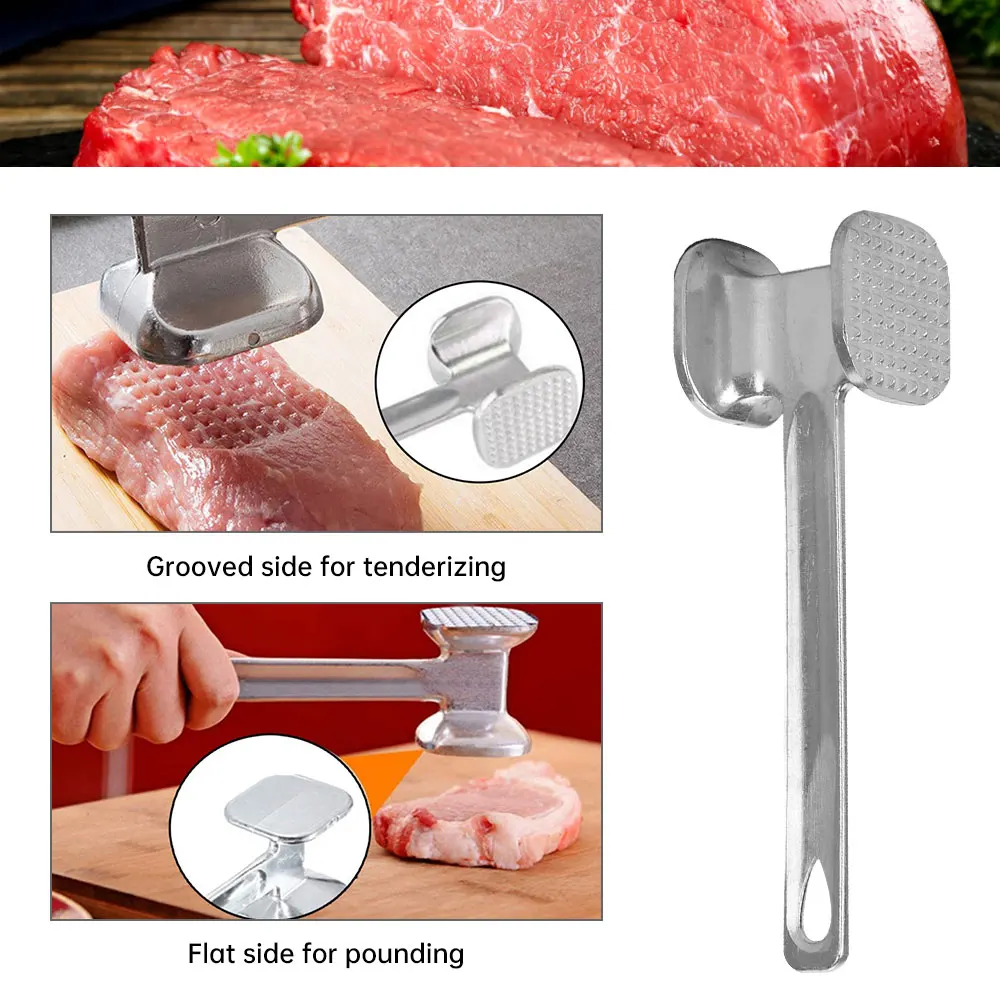 1Pc Kitchen Double-sided Meat Hammer Meat Tenderizer Hammer  Aluminum Alloy Steak Metal Mallet Kitchen Tool Meat Pine Hammer