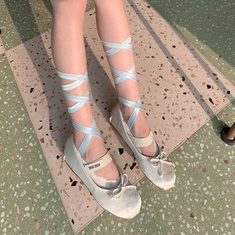 Kaus kaki tidak terlihat dasi silang kaus kaki perahu renda balet JK kaus kaki Lace Strappy Lolita DIY kaus kaki potongan rendah katun stoking tak terlihat