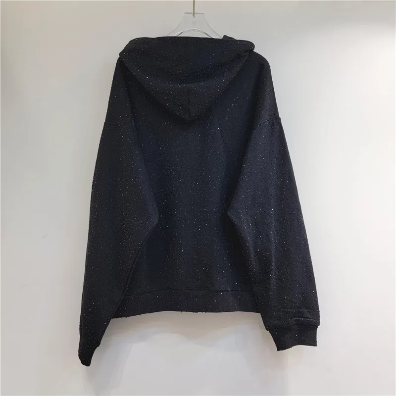 2024 Spring Autumn New Heavy Industry Full Sky Star Hot Rolled Diamond Fashion Loose Long Sleeved Hooded Sweatshirt Women LX034