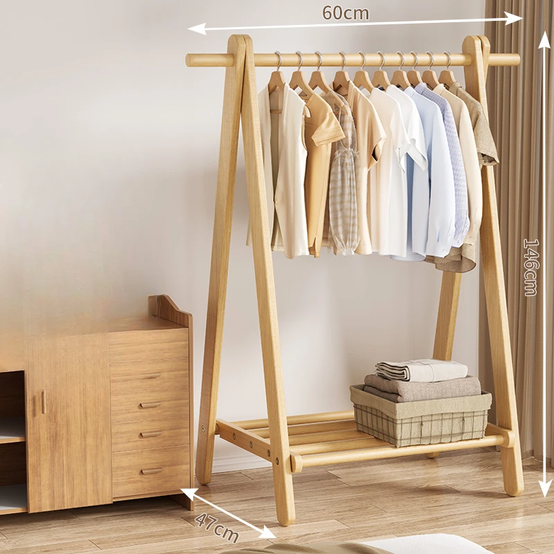 

Solid wood clothes rack, floor to ceiling, household clothes rack,