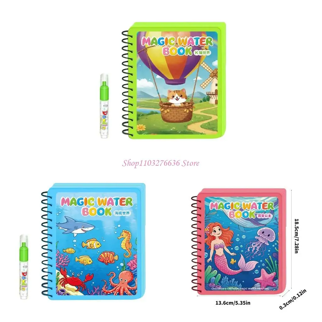 

R6FD Water Coloring Book Water Drawing Magical Book For Kids Safe And Reusable Art Kits