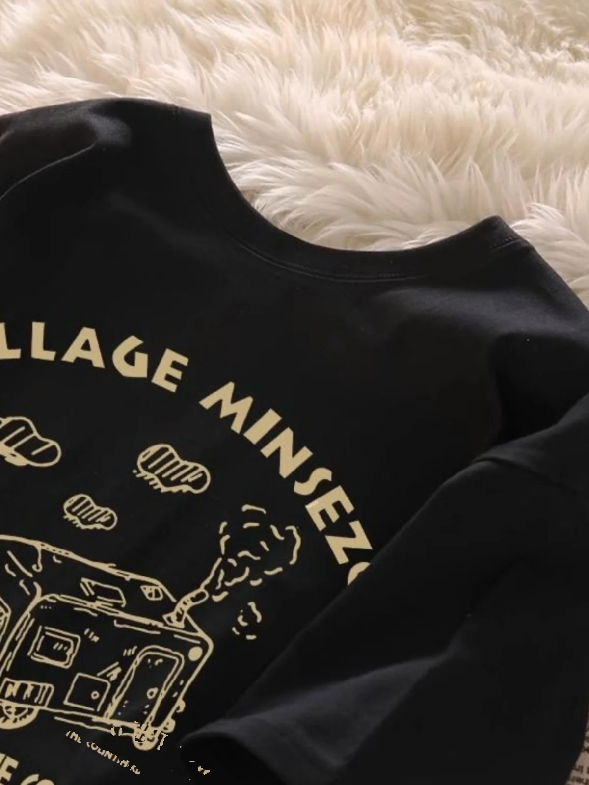 Camiseta Retro Americana de Manga Corta para Mujer, 100% Algodón, Negra, Estilo Holgado de Verano, Estilo Hong Kong Chic, Top de Media Manga para Estudiantes