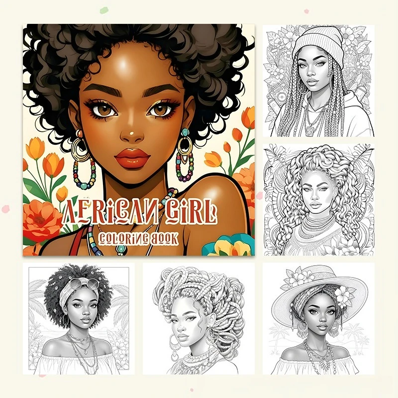 

Black Girl Coloring Book for Adults 24 Pages Empowering African American Art Stress Relief Relaxation Gift