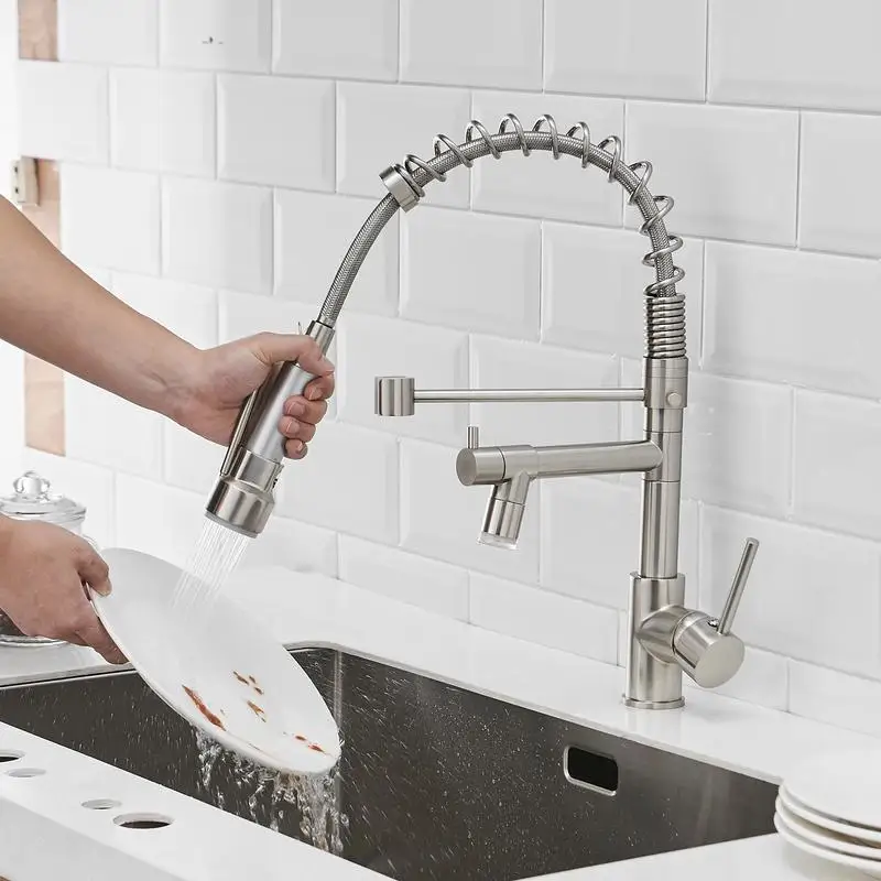 

Pull Down Sprayer Kitchen Faucet, Single Handle Sink Tap with Modern Design for Easy Use and Versatile Functionality