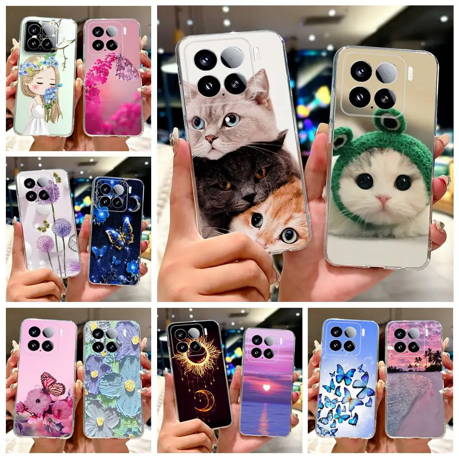 For Xiaomi 15 Pro Case Mi 15 5G Lovely Cat Painted Cover Soft Silicone Phone Case For Xiaomi Mi 15 Pro Mi15 5G Back Cover Bumper