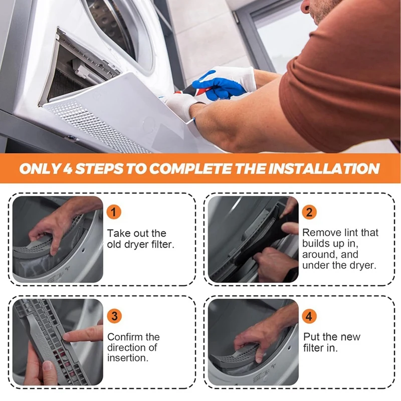 اشتري الآن DC61-02595A شاشة مرشح الوبر للمجفف مع فرشاة تنظيف مصيدة الوبر لمجفف الملابس - لمجفف سامسونج - 2069505 #5