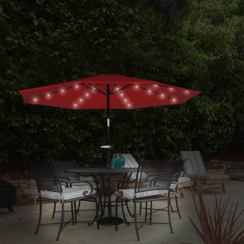 

75% Polyester，10 Foot Patio Umbrella with Solar LED Light，120.00 X 120.00 X 96.00 Inches