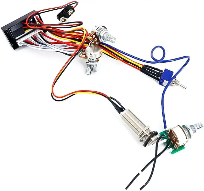 XSXS Pre-Wired 3-Band Active & Passive EQ Kit for Electric Bass Guitars, Preamp Circuit with Volume Tone Controls & Output Jack