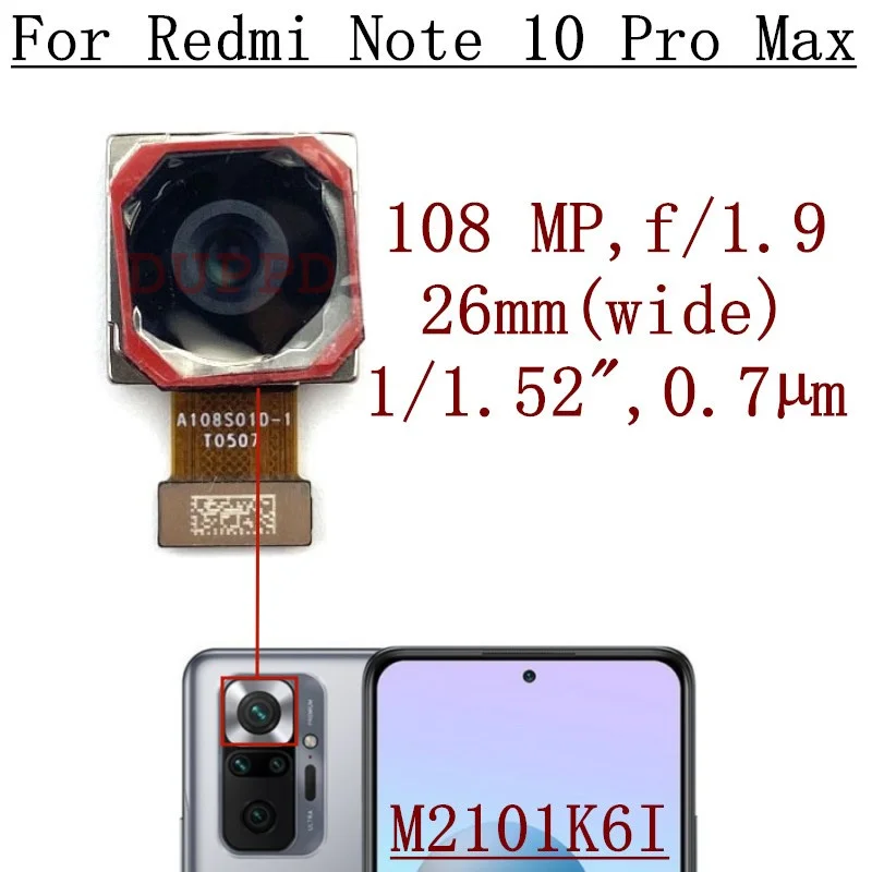 Rear Camera For Xiaomi Redmi Note 10 Pro Max M2101K6I Back Front Facing Main Wide Macro Depth Cameras Flex