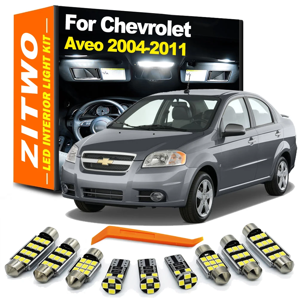 ZITWO 9Pcs Car Indoor Lamp For Chevrolet Chevy Aveo 2004 2005 2006 2007 2008 2009 2010 2011 LED Interior Reading Trunk Light Kit