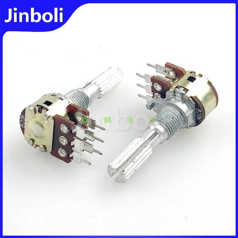 2PCS R1210G 12 Type B20K 6Pins Dual Speaker Amplifier Audio Treble And Bass Volume Potentiometer Flower Shaft Length 25mm