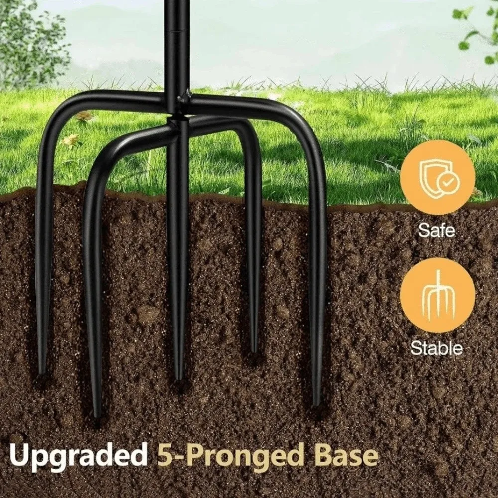 Metal Bird Bath Feeder Set Dual-Layer Design Rust Resistant Garden Bird Feeder Vintage Style Four-Prong Ground Stakes