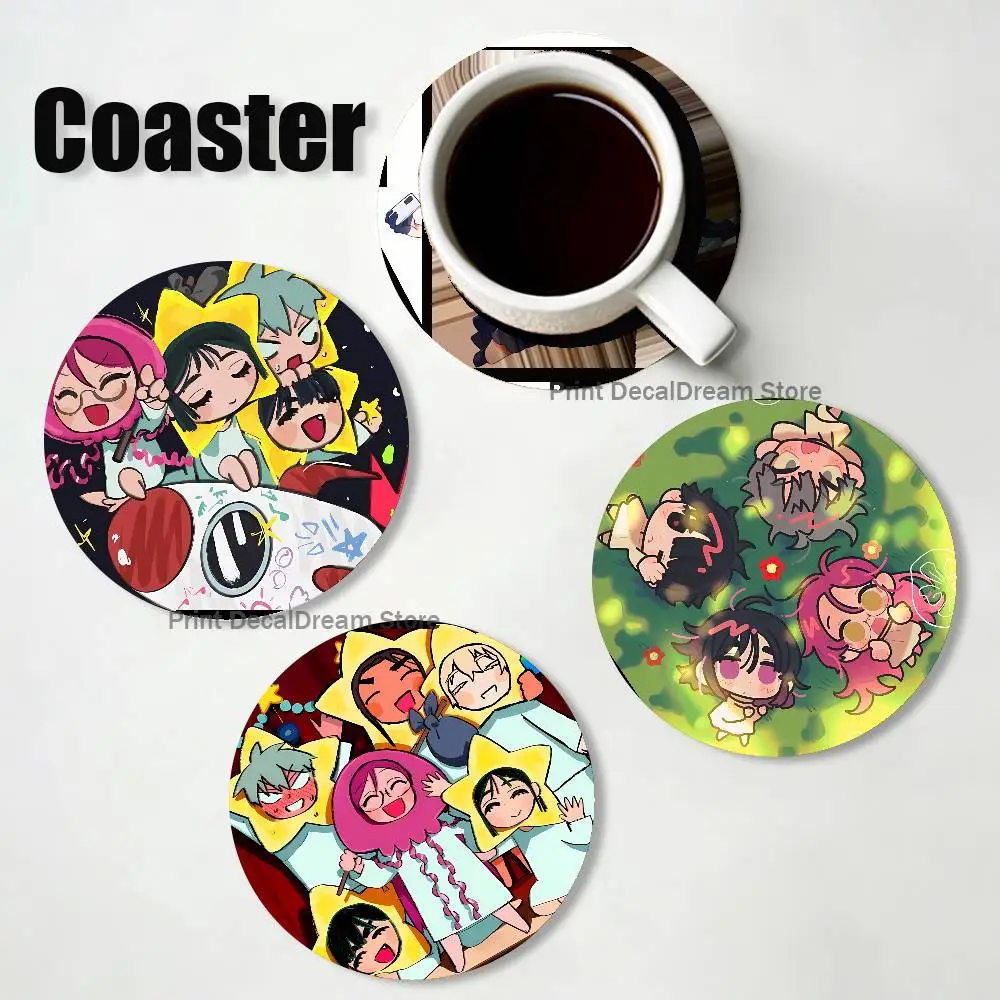 A-Alien Stage Game 2D Pattern round Wooden Coaster Decorative Coffee Cup for Use in Coffee Shops Bars Wine Beer