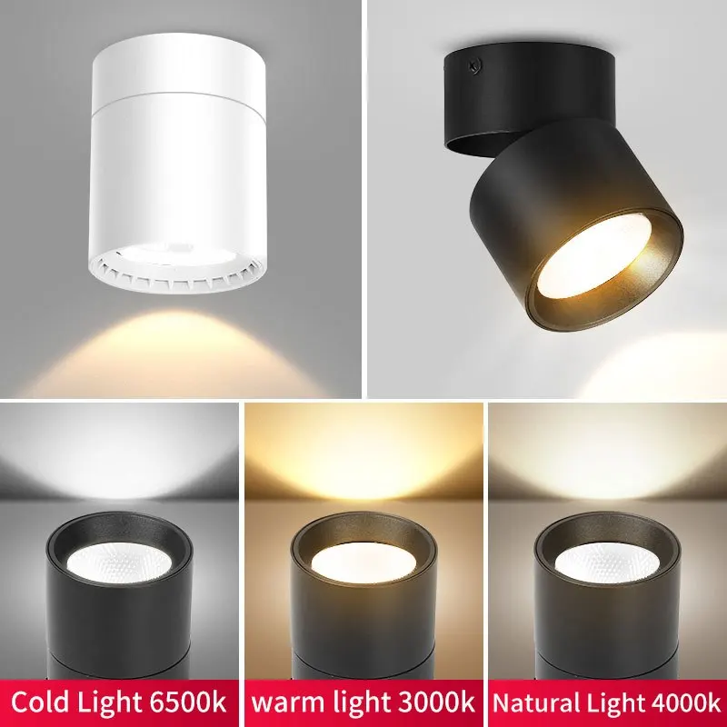 Led Downlight Foldable Tri Color Spot Light 7/10/15W Surface Mounted Down Ceiling Lamp For Indoor Lighting Living Room Bedroom