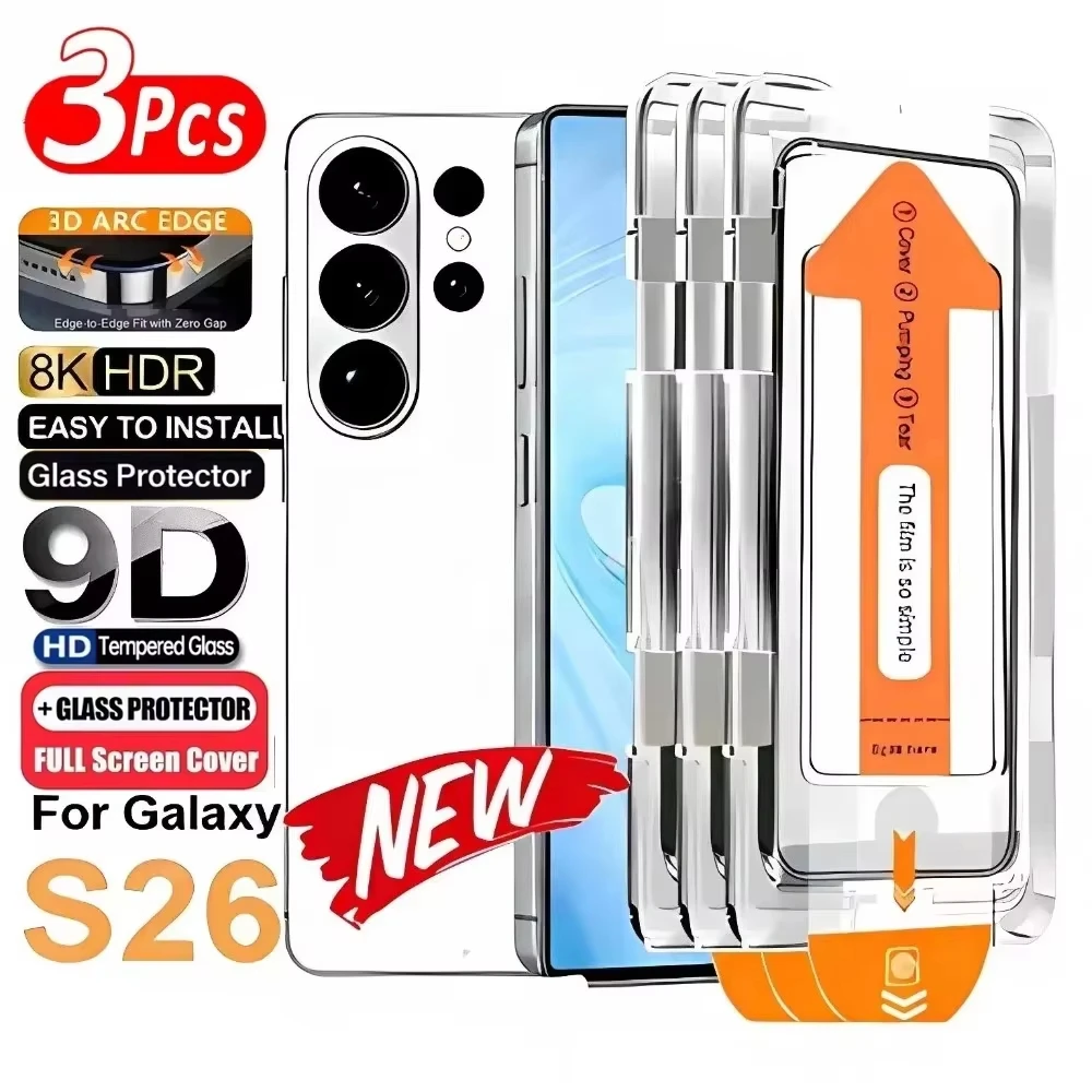 3PCS HD Full Cover Tempered Glass For Samsung A57 A56 A55 5g A16 A37 A17 A07 A26 S26 S25 S24 S23 Ultra S22 FE Screen Protector