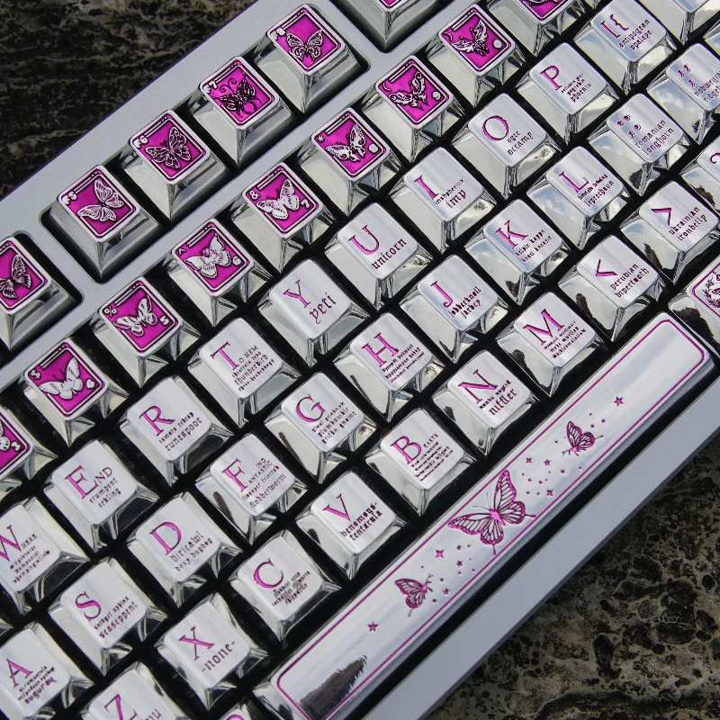 Nuevas teclas de Metal con flor de mariposa, tapa de llave con perfil de cereza personalizado, impresión de transferencia VU, tecla de punto de dibujos animados de Anime para jugadores Diy