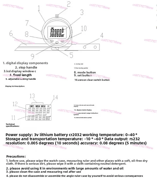 High-Precision Electronic Digital Universal Angle Gauge 0-360 Degrees Protractor Angle Meter