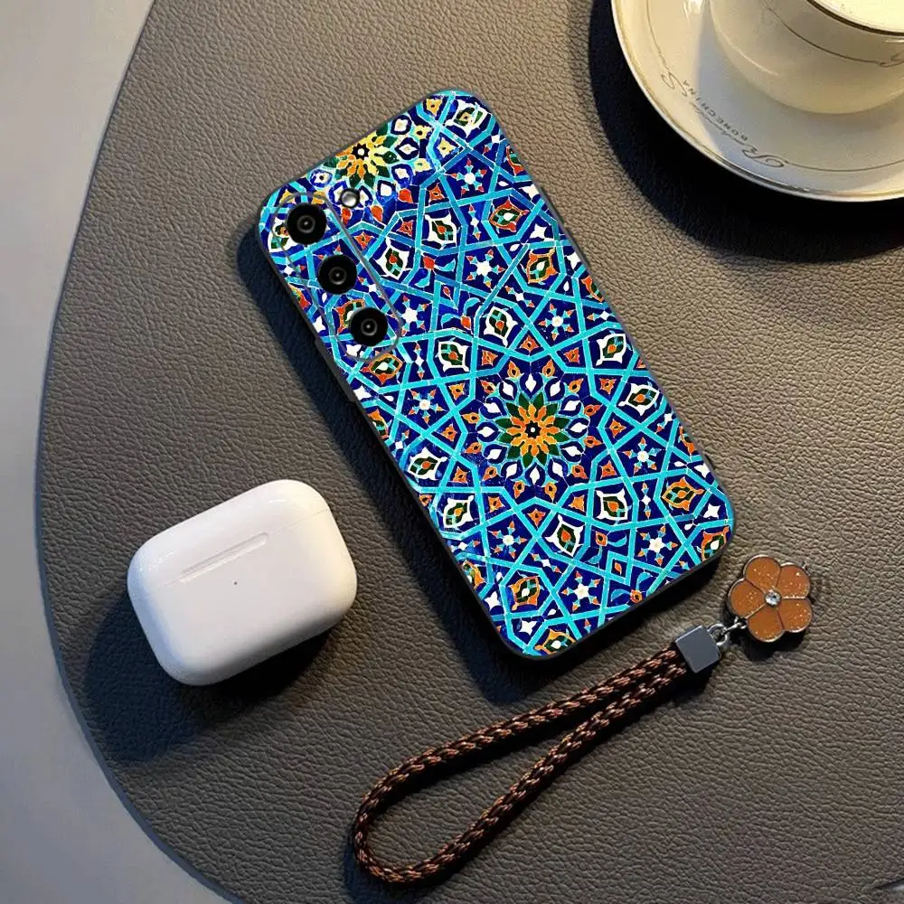 

Art Tile Moroccan pattern Phone Case For Samsung Galaxy A73,A72,A71,A70,A53,A52,A51,Others Soft Black Cover