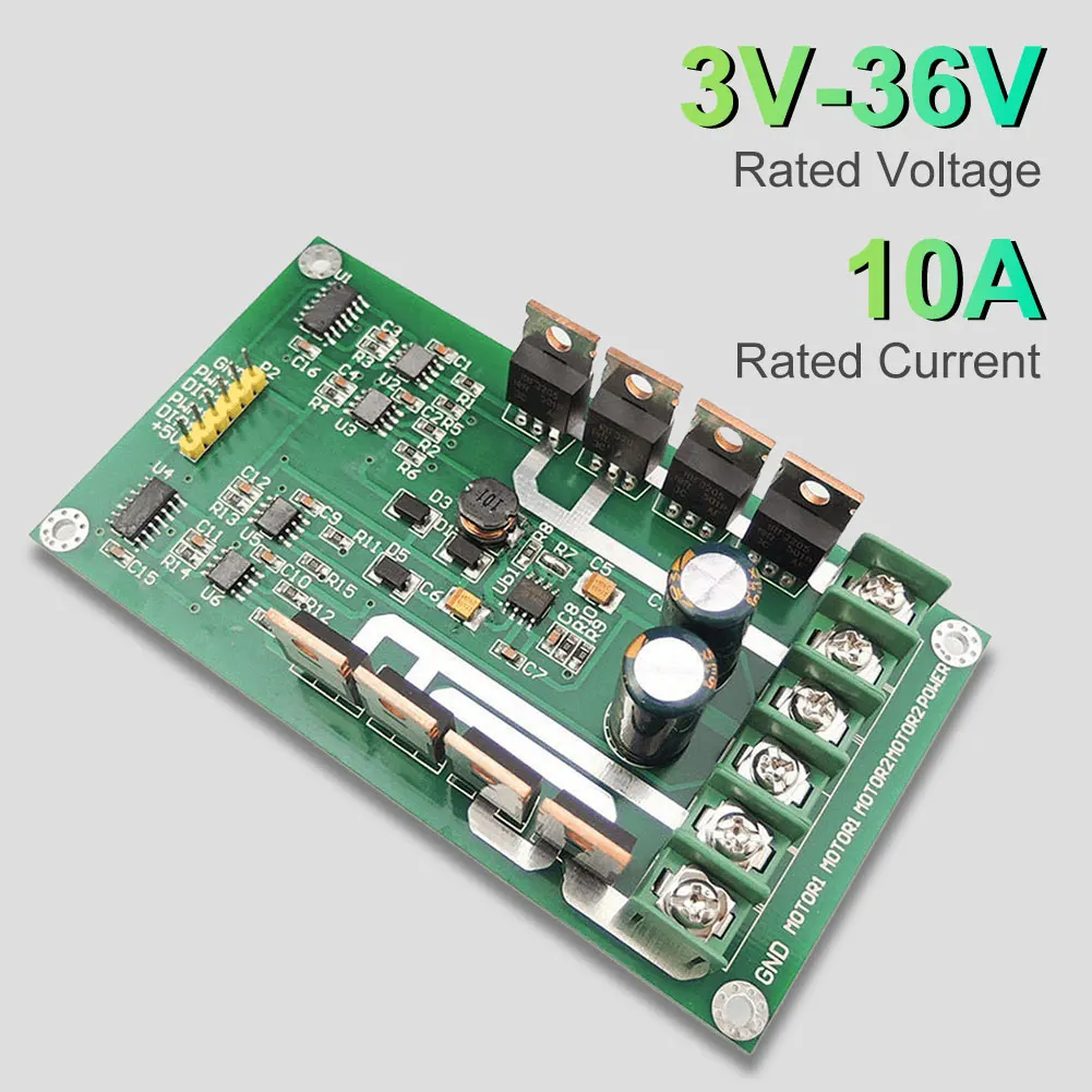 10A DC Dual Motor Drive Board Peak 30A H-bridge MOSFET DC Motor Driver Board 3V-36V with Brake Function