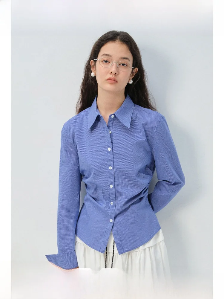 

Женский длинный свек размера плюс с завязкой на талии, весенний утягивающий клетчатый топ, удобный дышащий повседневный топ