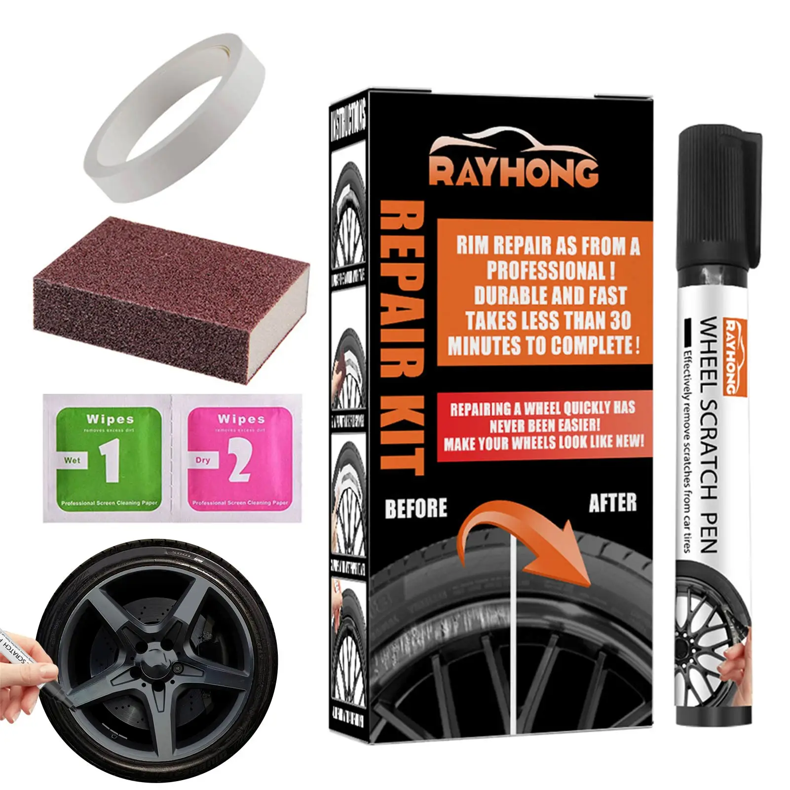 Car Wheel Rim Scratch Repair Kit Universal Markers & Fillers All Colors For Rims Quick And Easy To Use Auto Paint Accessories