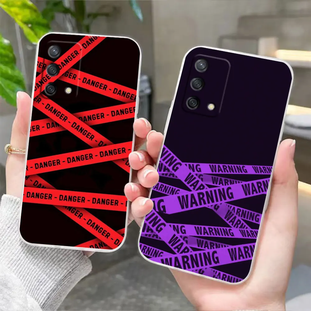 Clear Phone Case For OPPO A98 A97 A96 A95 A94 A93 A92S A74 A72 A57 A55 A54 A53 A32 A17 A16 4G 5G Case Funda Shell WARNING DANGER