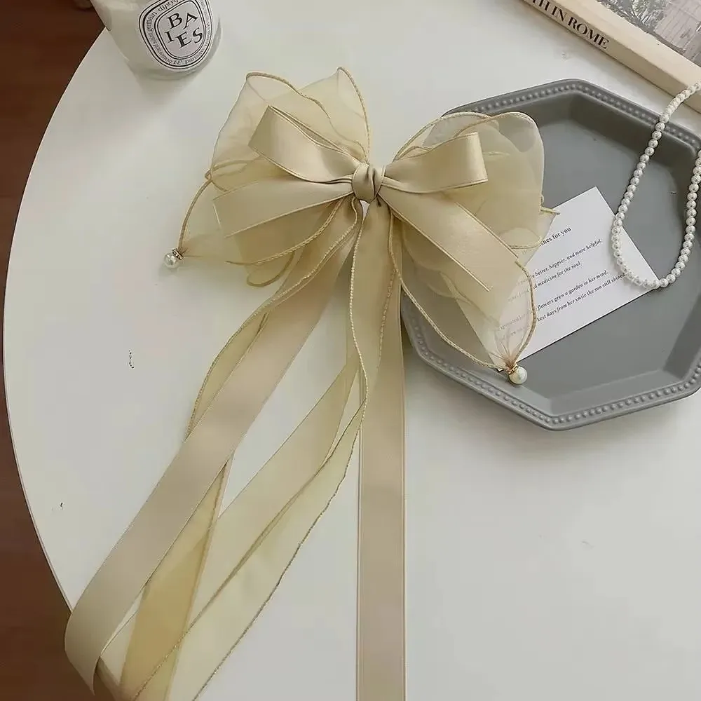 

Fashion Sweet Chiffon Bow Hair Clip Elegant Solid Color Big Hairpin Ponytail Clip Girls Barrettes Women Headwear Gift