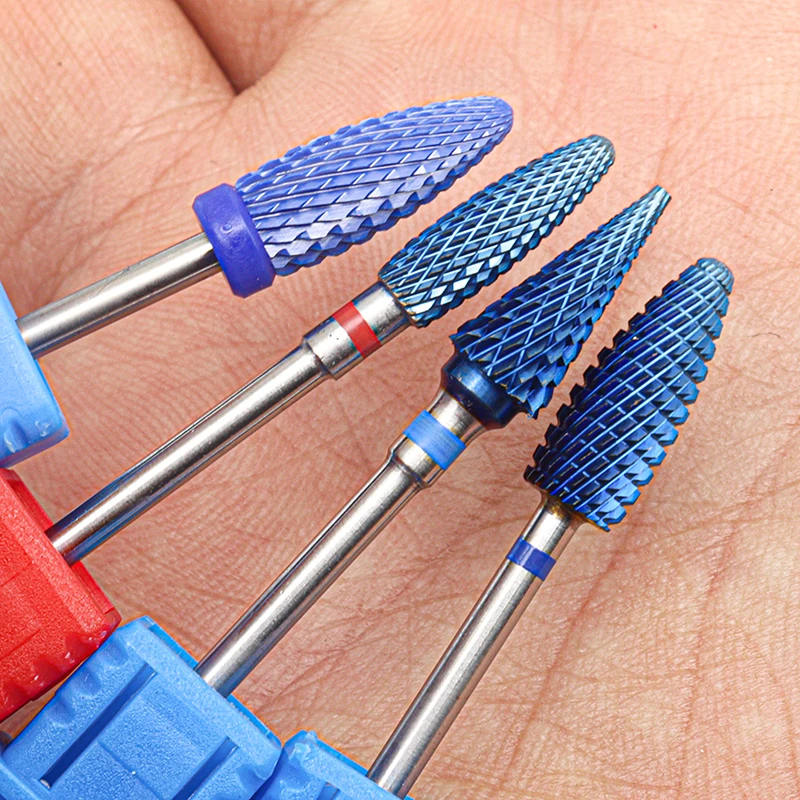 

4pcs Kit Hot! Blue Pro Whole Carbide Nail Drill Bits Nail Art Electric Drill Machine Files Nail Art Tools cut and polish