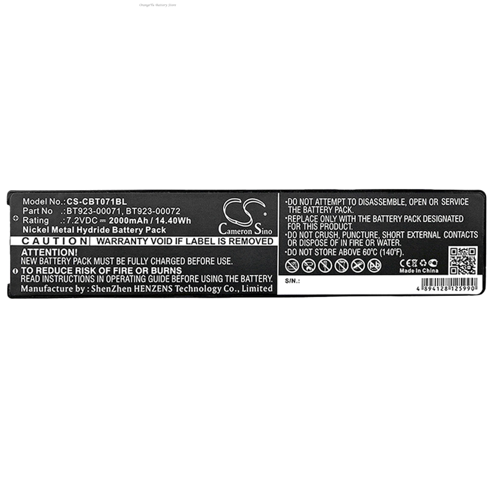 Replacement 7.2V 2000mAh Crane Remote Control Battery BT923-00071 for Cattron Theimeg Laird Handy Control II, Control III, TC100