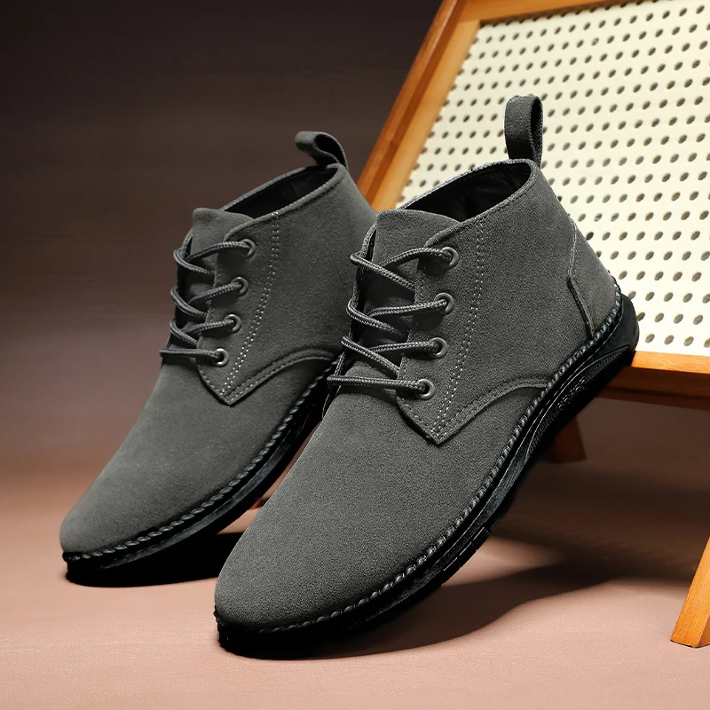 

YUYIN New Men's Shoes Luxury Suede Men's Ankle Boots Fashionable Comfortable Lace-Up Outdoor Casual High-Quality Men's Boots
