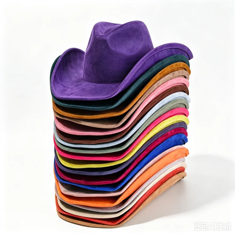 Classic Suede 9.5CM Large Brim Western Cowboy Fedora Hat Men And Women Cowboy Hat Fashion Travel Party Hat Sombrero Vaquero