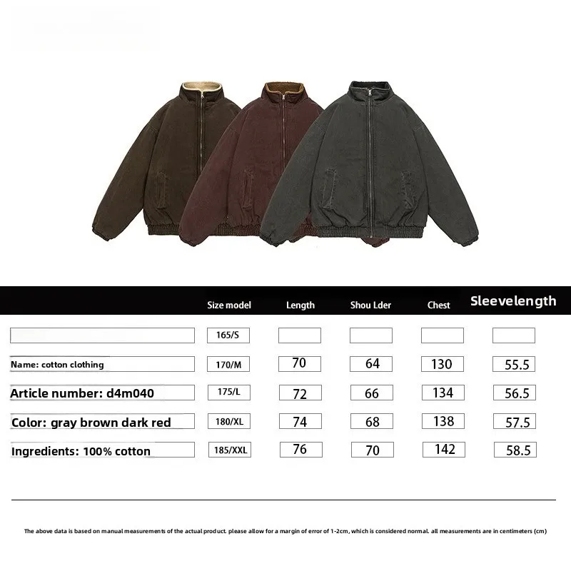 

Модный американский трендовый бренд 2025, зимняя новая рабочая одежда в стиле ретро, хлопковая куртка, мужская хлопковая куртка с воротником-стойкой, утолщенная куртка