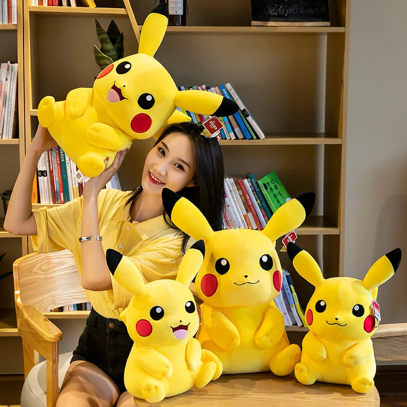 80cm Pocket Monster Pikachu Plush Toys Kawaii Anime Yellow Elf Plush Doll Soft Fill Cartoon Doll Body Pillow Kids Birthday Gifts