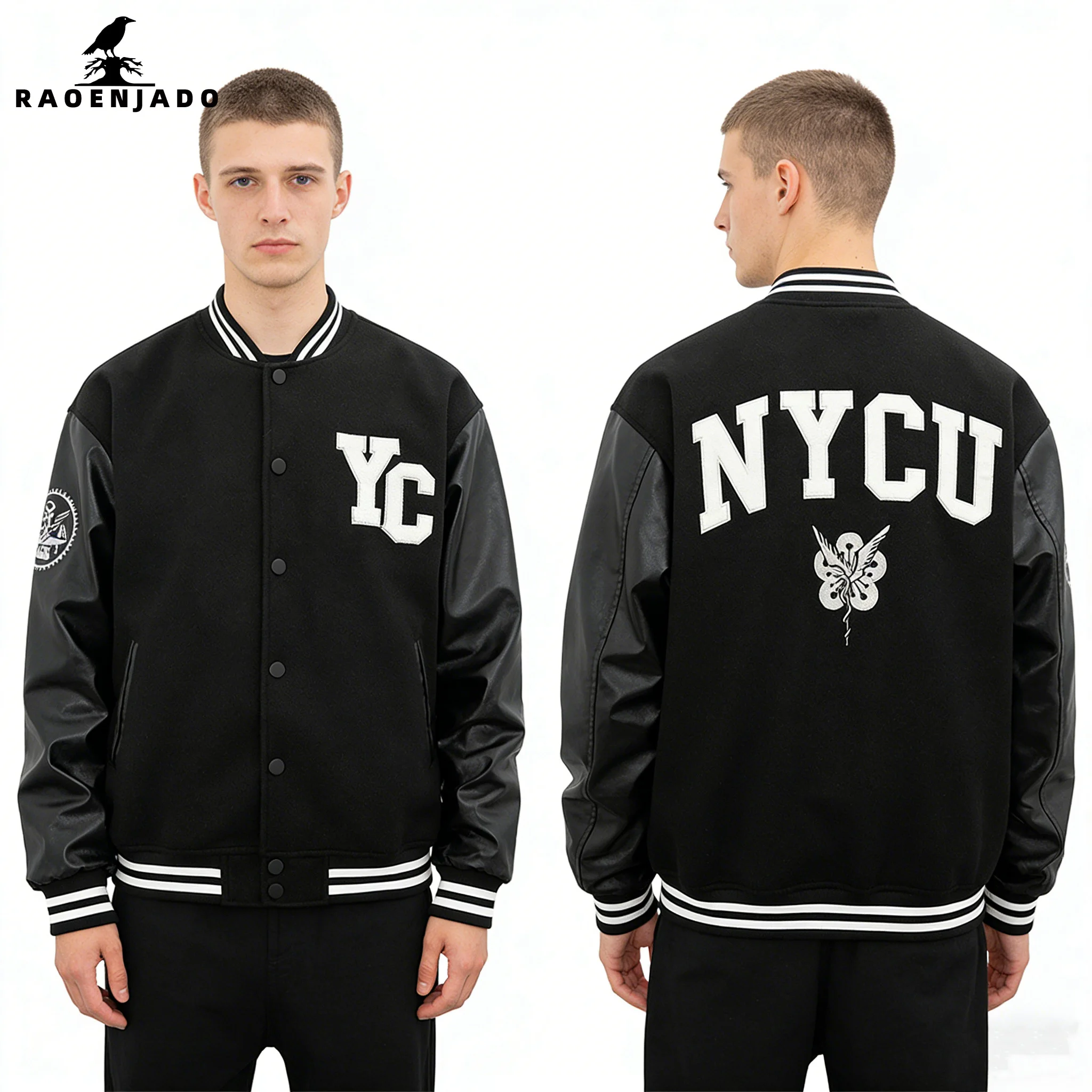 

Мужская бейсбольная куртка из искусственной кожи с вышивкой букв, повседневное пальто-бомбер, весенне-осенняя ветровка в полоску, верхняя одежда