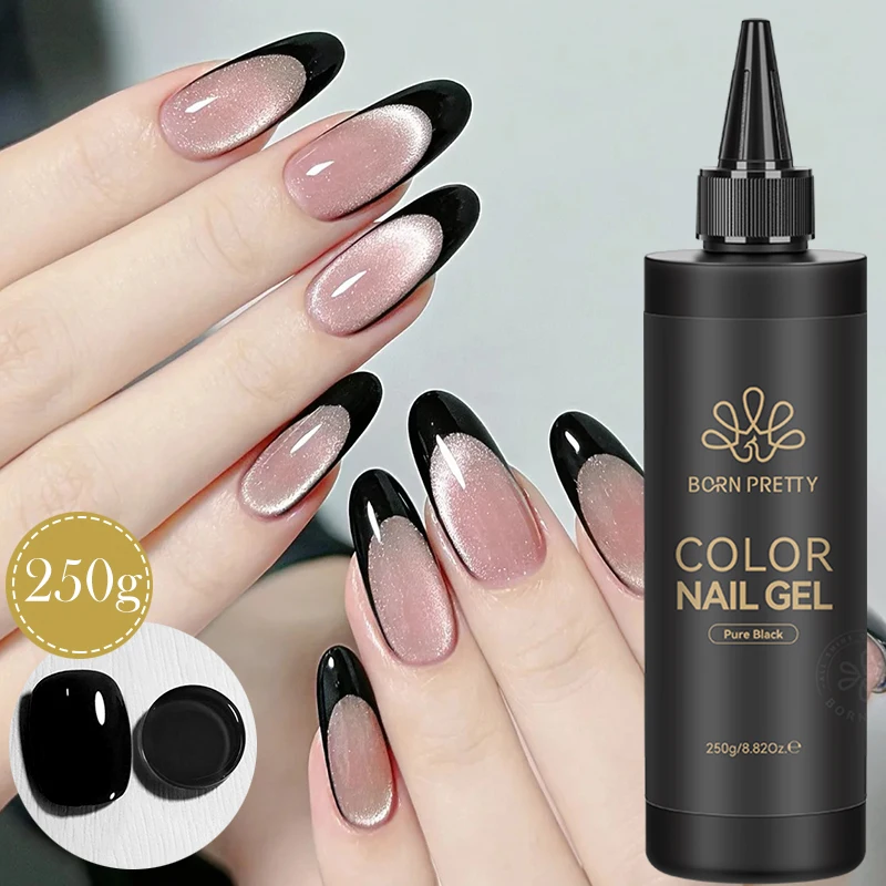 

BORN PRETTY 250g Large Capacity Black White Gel Nail Polish Semi Permanent Long Lasting DIY French Nail Salon Nail Art Manicure