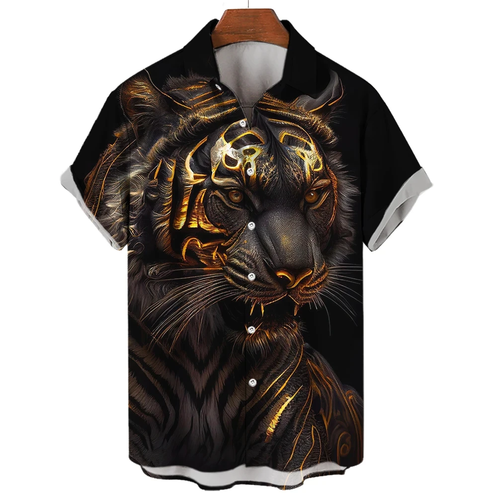 Summer Tiger 3D Print Shirts Men Women Casual Fashion Streetwear Oversized Short Sleeve Shirt Tops Blouse Harajuku Man Clothing