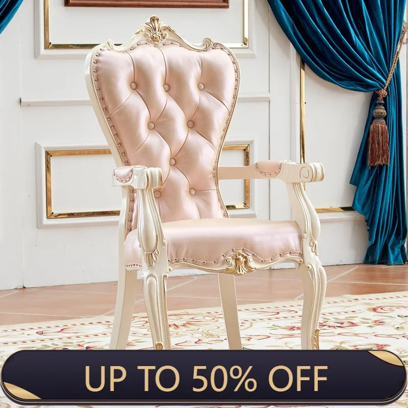 European Solid Wood Dining Chair Princess Lazy Throne Luxury Lounge Chair Fashion Butterfly Ergonomic Muebles Entrance Furniture