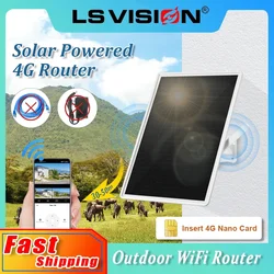 LS VISION 15W Solar Powered 4G Router with Sim Card Slot，Outdoor WiFi Router Built-in 25000mAh Battery for RVs and CCTV Cameras