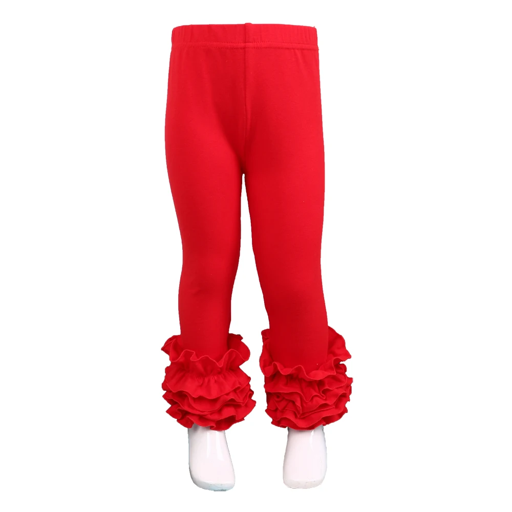 Mudbala Boutique Glacê Ruffle Leggings para crianças, calças compridas de algodão para meninas, roupa casual monocromática