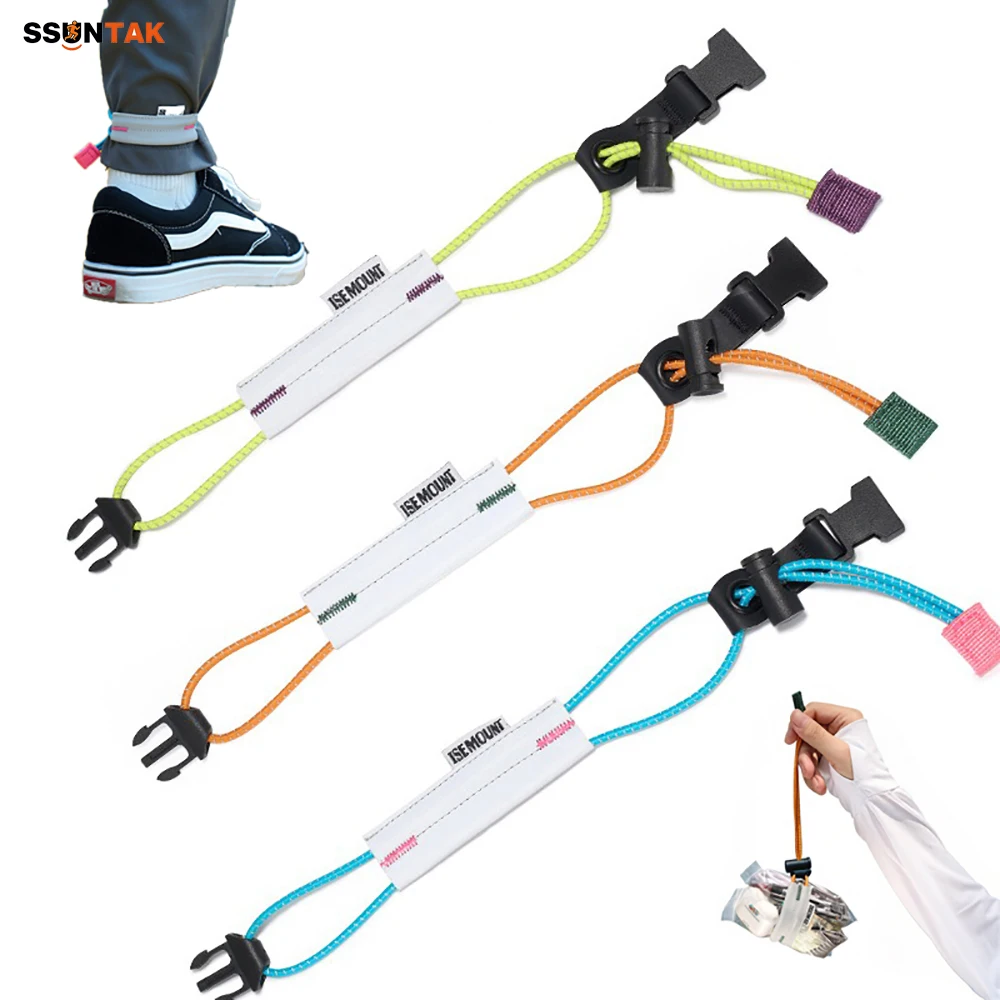 

SSUNTAK Reflective Elastic Ankle Leg Strap with Buckle Anti-slip Trousers Clip Band Night Safety Warning Belt for Cycling Run