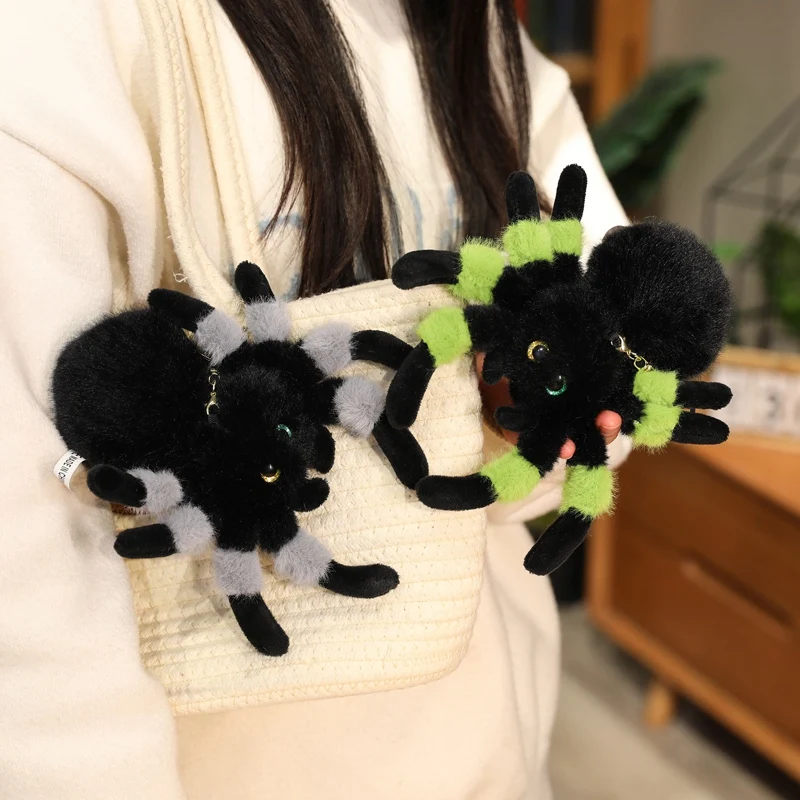 Niedliche Stofftier-springende Spinne-Plüschtiere, bunte vieräugige Spinne, Plüsch-Schlüsselanhänger, Tasche, Dekor, Anhänger, Spinnen, Stofftiere – Detail 12