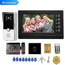 Intercom com com trava elétrica, 3A Alimentação, Controle de Acesso Remoto, Home Security System, Wired Video Door, Telefone para Villa, 7 em